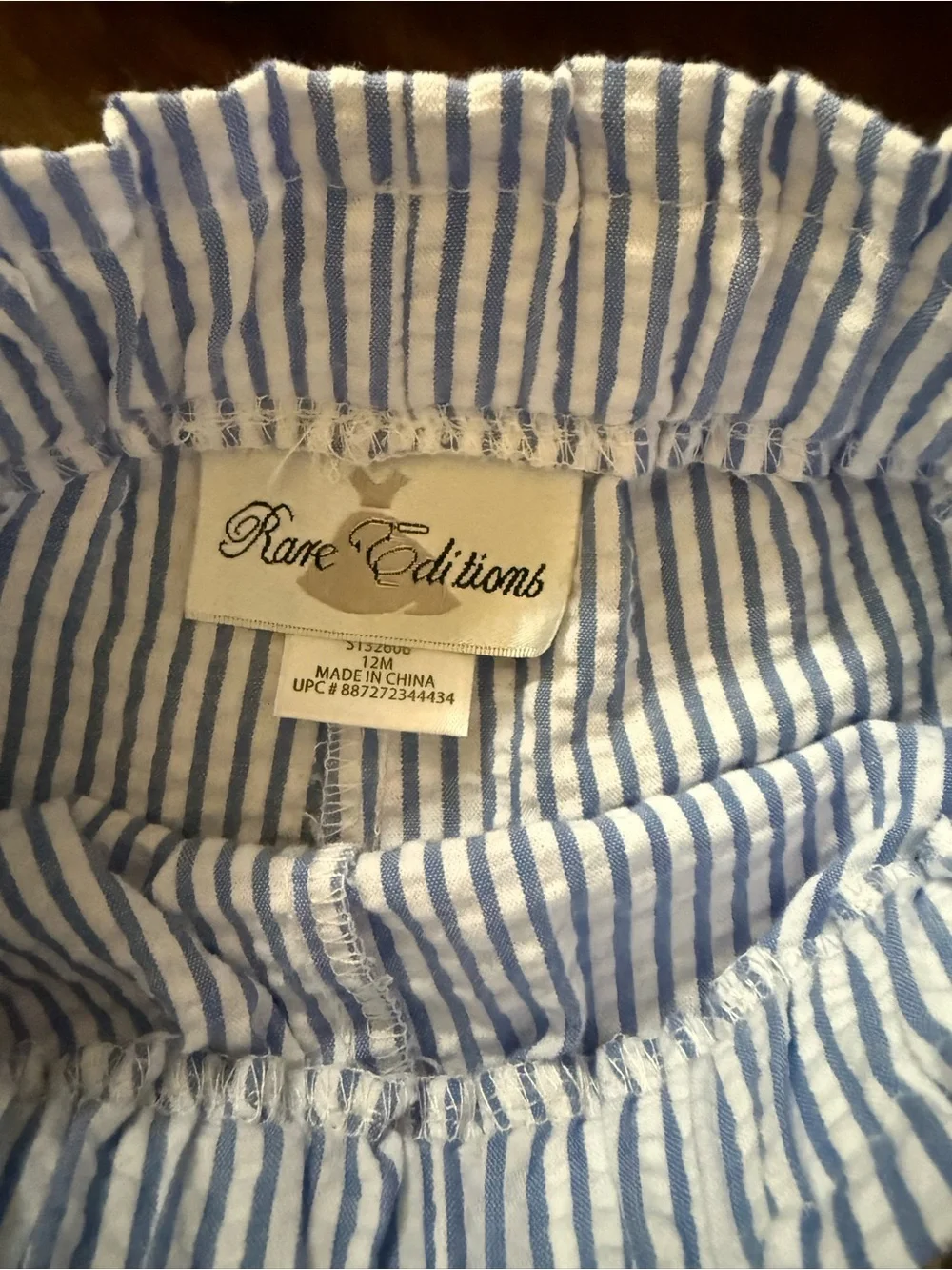 Rare Editions 12 month Summer Seersucker Outfit Set - Red, Blue, Yellow